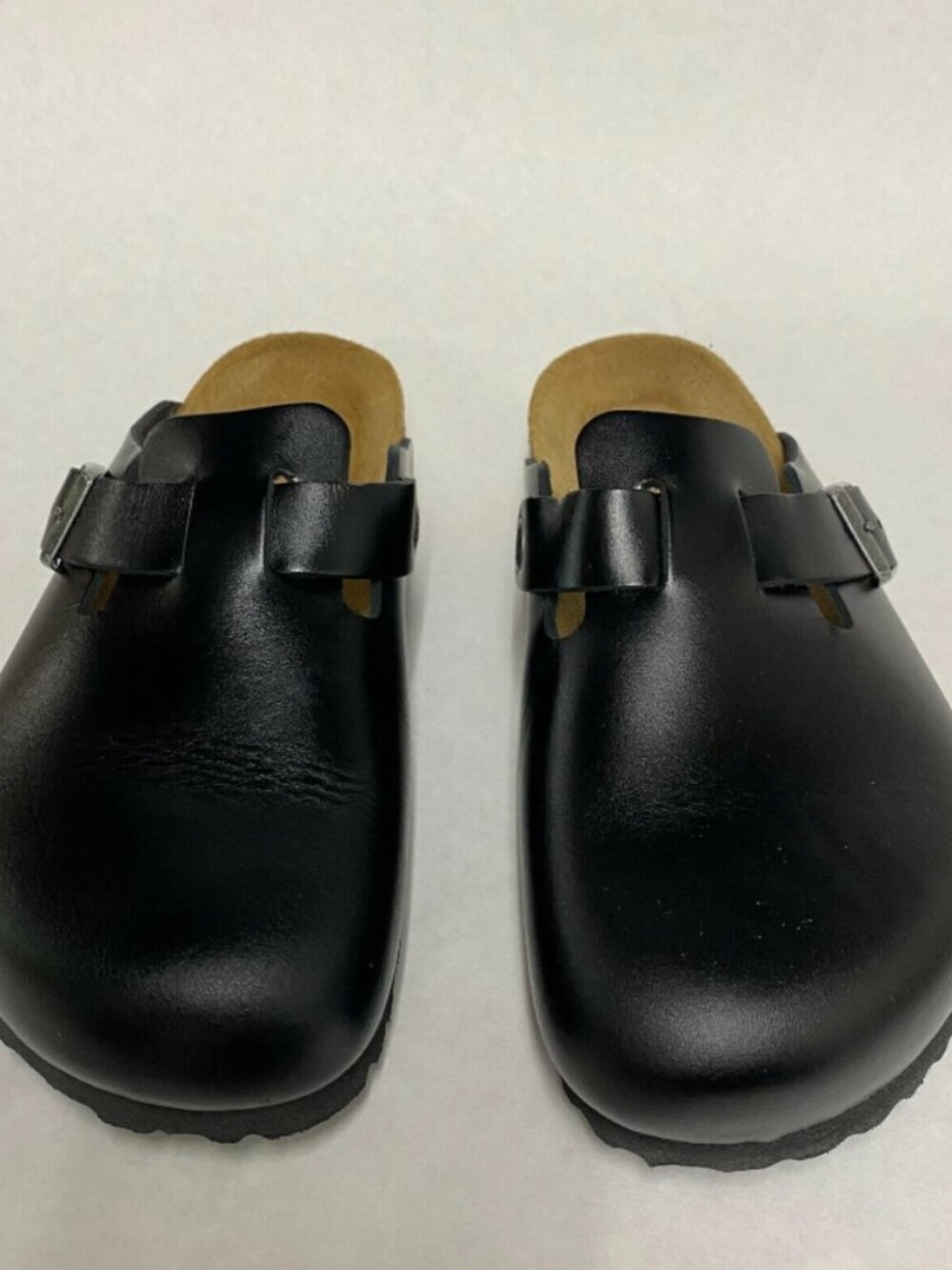 Birkenstock Boston Amalfi Black Natural Leather Regular Width Sandals